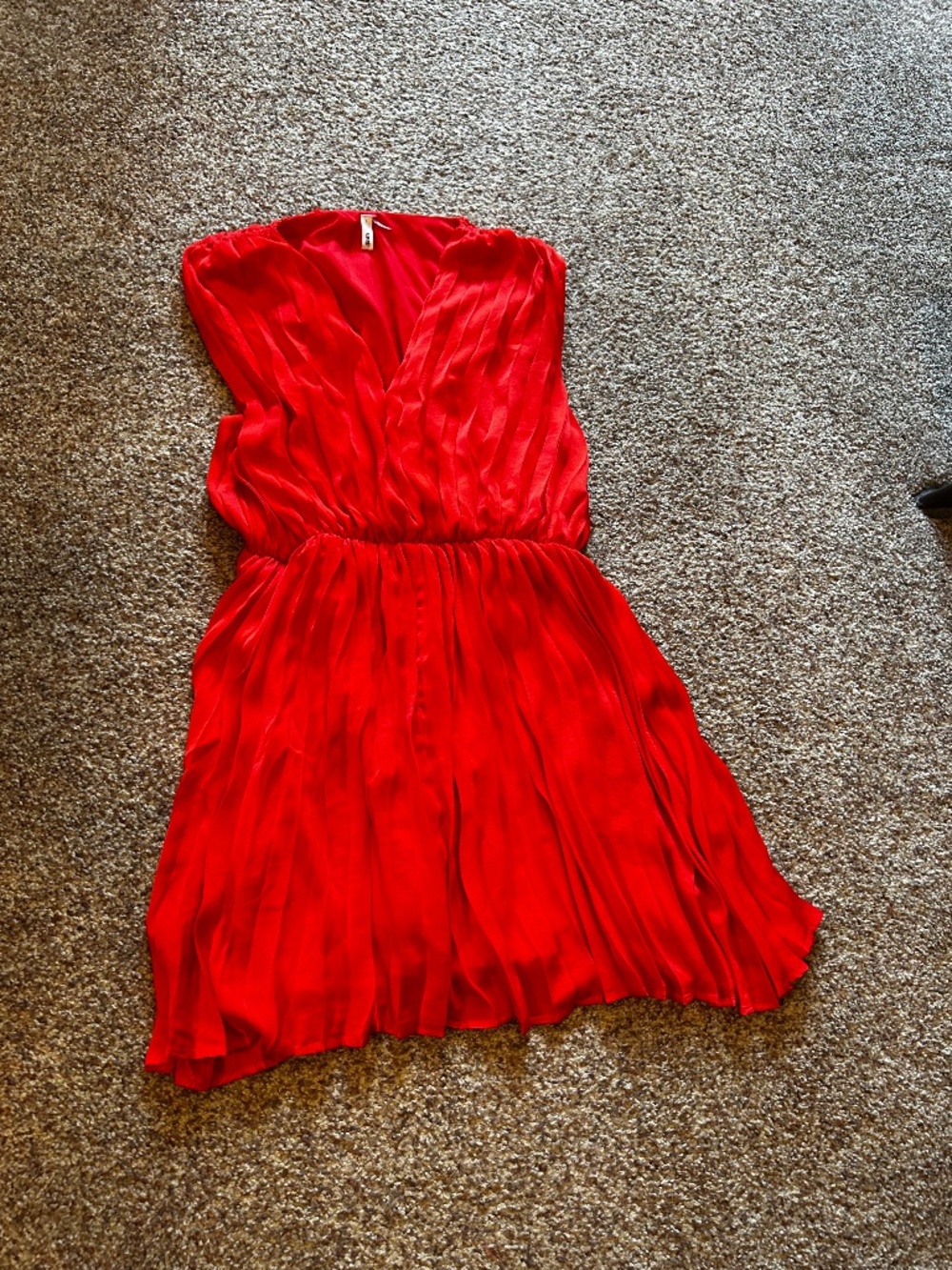 GLAM brand red mini pleated accordion dress L